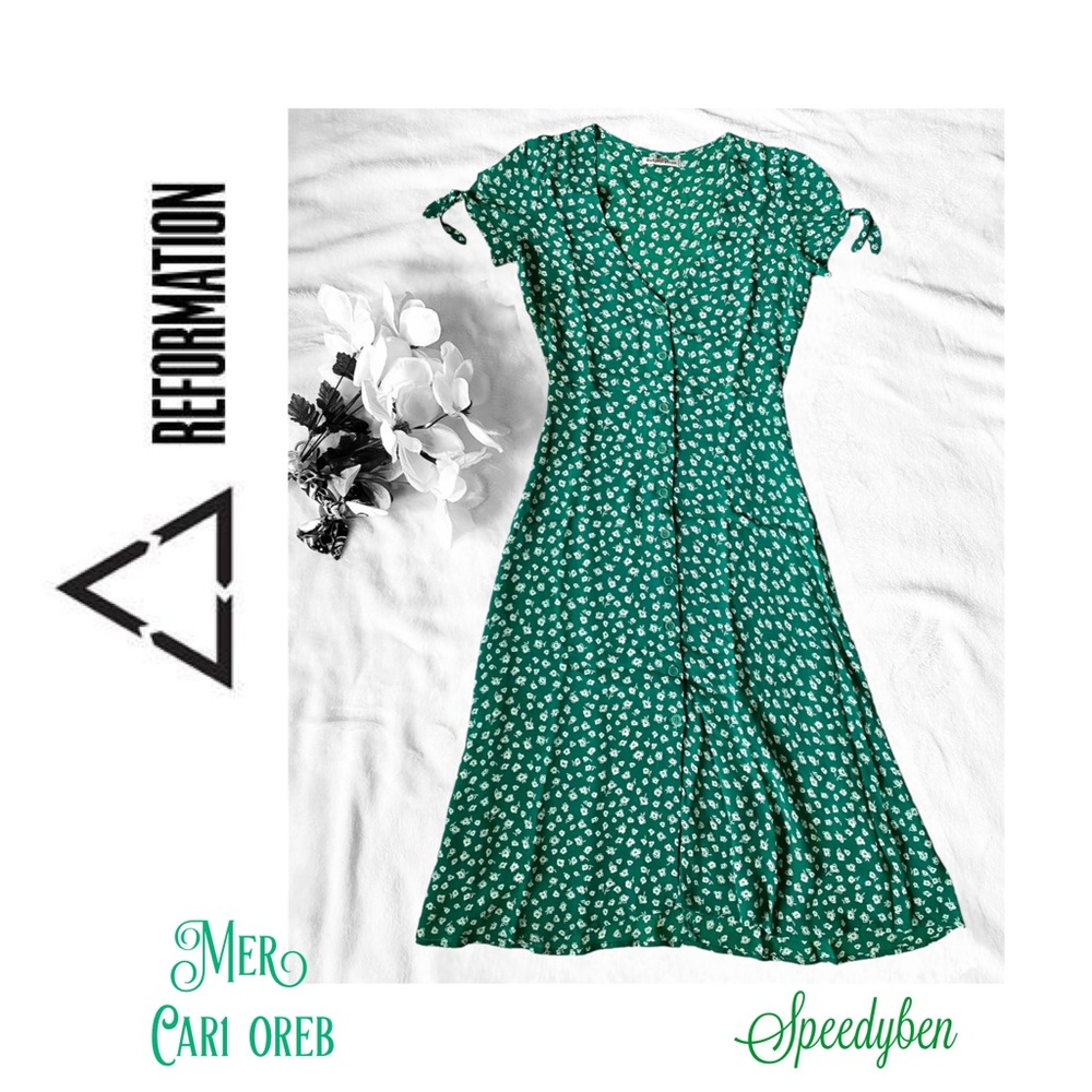 Reformation Green Rosalinda Dress Size 8